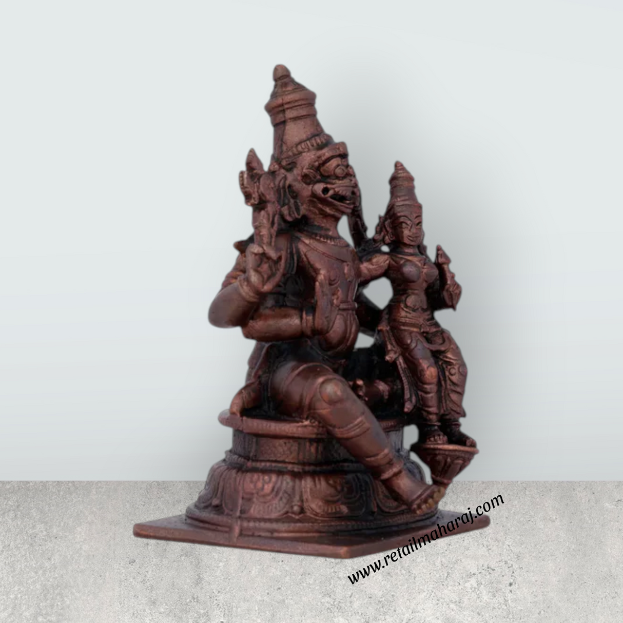 Lakshmi Narasimhar Idol - 4 x 1.5 Inches | Copper Idol/ Lakshmi Narasimha Statue for Pooja/ 700 Gms Approx - Retail Maharaj