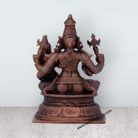 Lakshmi Narasimhar Idol - 4 x 1.5 Inches | Copper Idol/ Lakshmi Narasimha Statue for Pooja/ 700 Gms Approx - Retail Maharaj