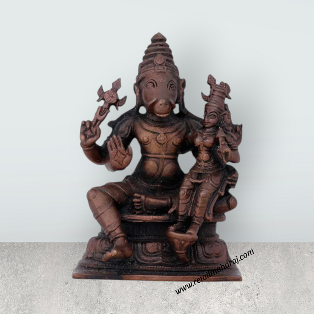 Lakshmi Varaha Swamy - 4 x 1.5 Inches | Copper Idol/ Lakshmi Varaha for Pooja/ 540 Gms Approx - Retail Maharaj