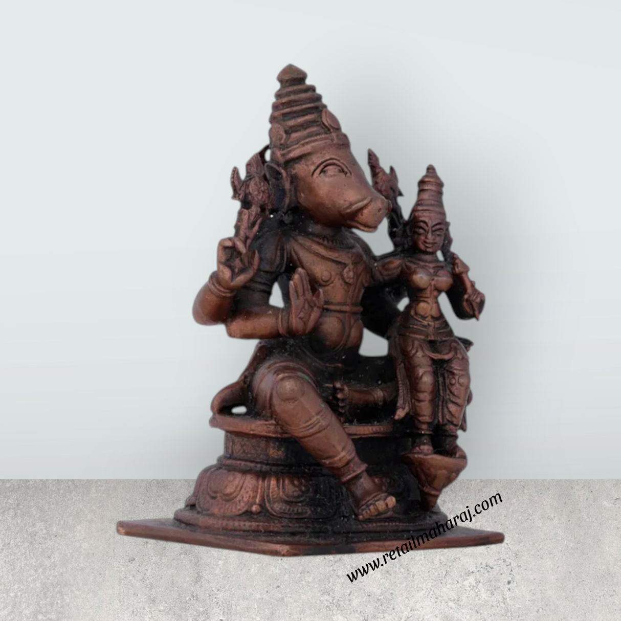Lakshmi Varaha Swamy - 4 x 1.5 Inches | Copper Idol/ Lakshmi Varaha for Pooja/ 540 Gms Approx - Retail Maharaj