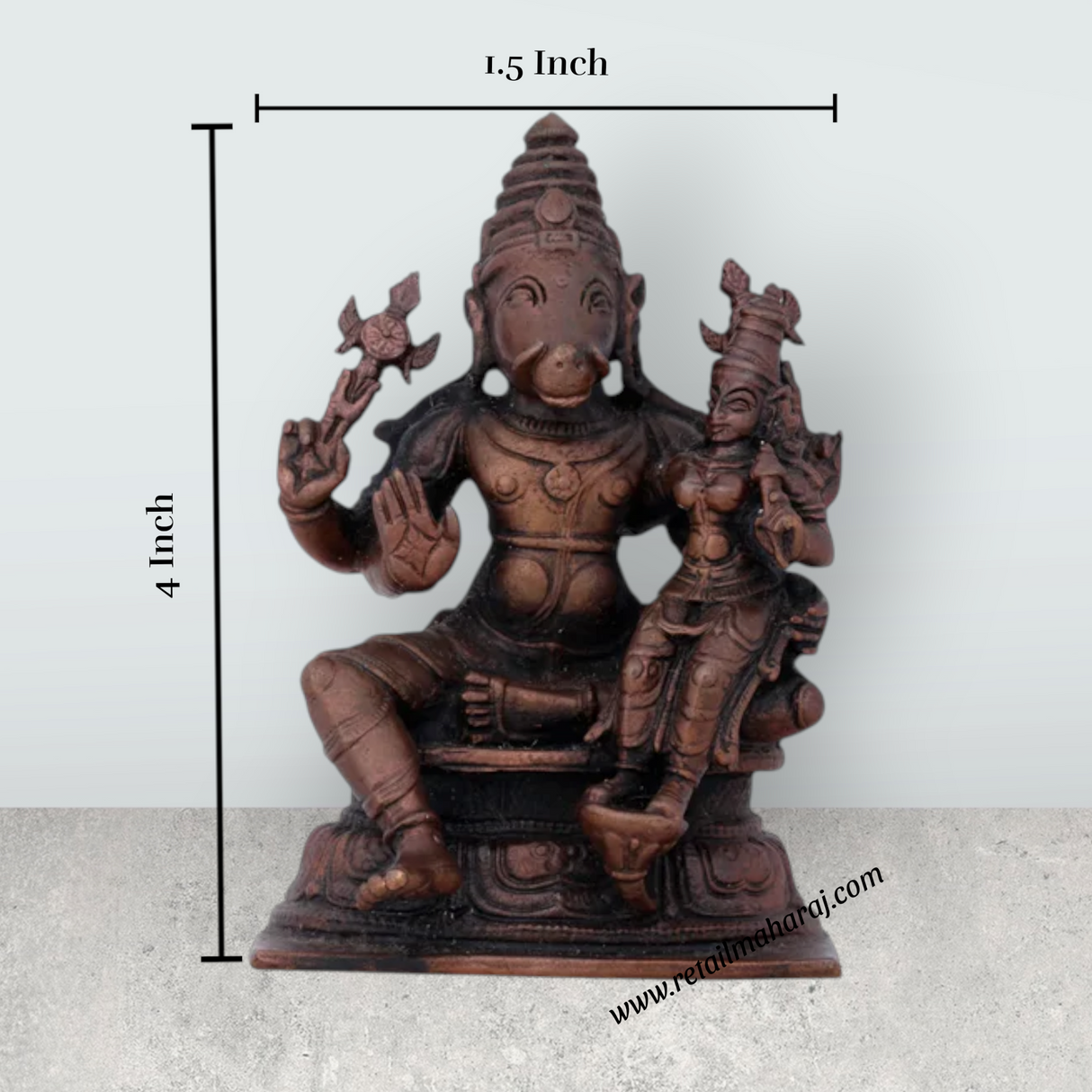 Lakshmi Varaha Swamy - 4 x 1.5 Inches | Copper Idol/ Lakshmi Varaha for Pooja/ 540 Gms Approx - Retail Maharaj