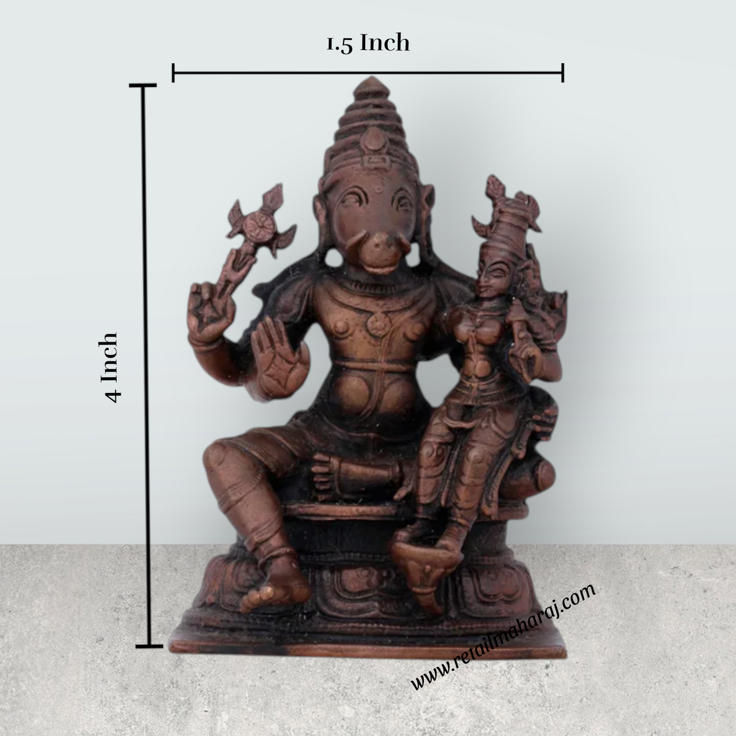 Lakshmi Varaha Swamy - 4 x 1.5 Inches | Copper Idol/ Lakshmi Varaha for Pooja/ 540 Gms Approx - Retail Maharaj