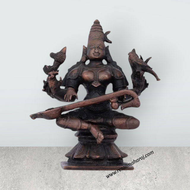 Raja Matangi Statue - 4.5 x 2.5 Inches | Copper Idol/ Copper Matangi Murti for Pooja/ 520 Gms Approx - Retail Maharaj