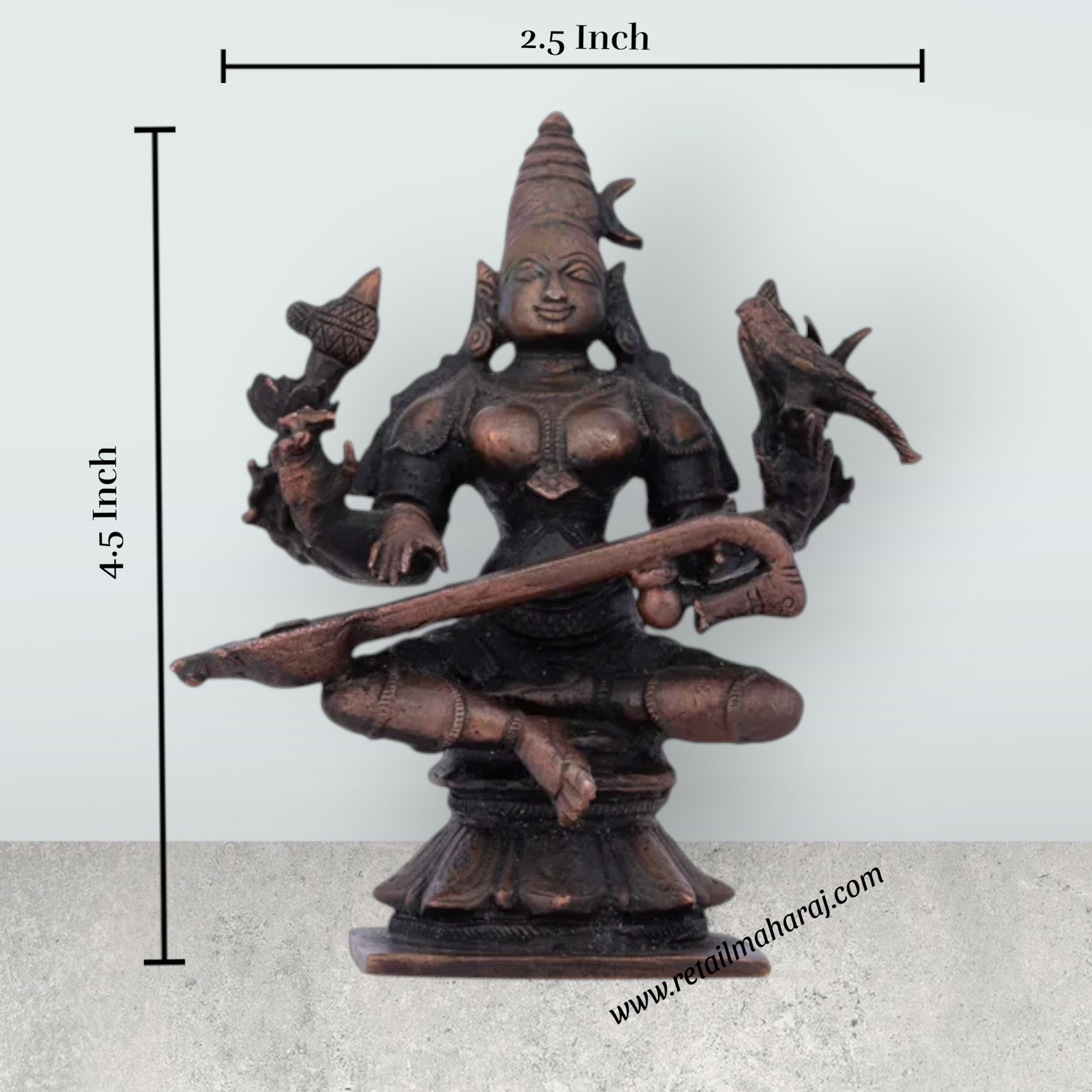 Raja Matangi Statue - 4.5 x 2.5 Inches | Copper Idol/ Copper Matangi Murti for Pooja/ 520 Gms Approx - Retail Maharaj