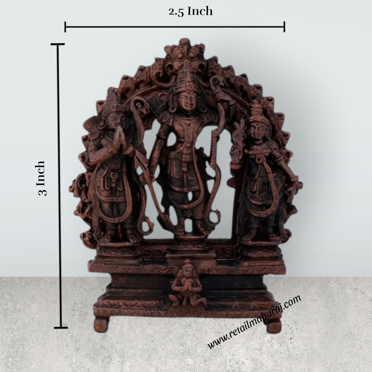 Ram Darbar Murti - 3 x 2.5 Inches | Copper Idol/ Shri Ram Darbar Murti Idol for Pooja/ 140 Gms Approx - Retail Maharaj