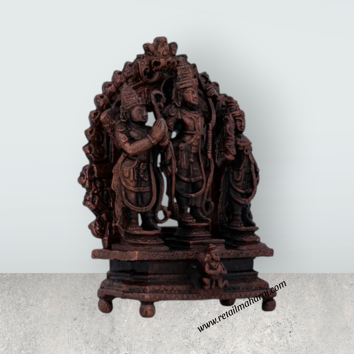 Ram Darbar Murti - 3 x 2.5 Inches | Copper Idol/ Shri Ram Darbar Murti Idol for Pooja/ 140 Gms Approx - Retail Maharaj