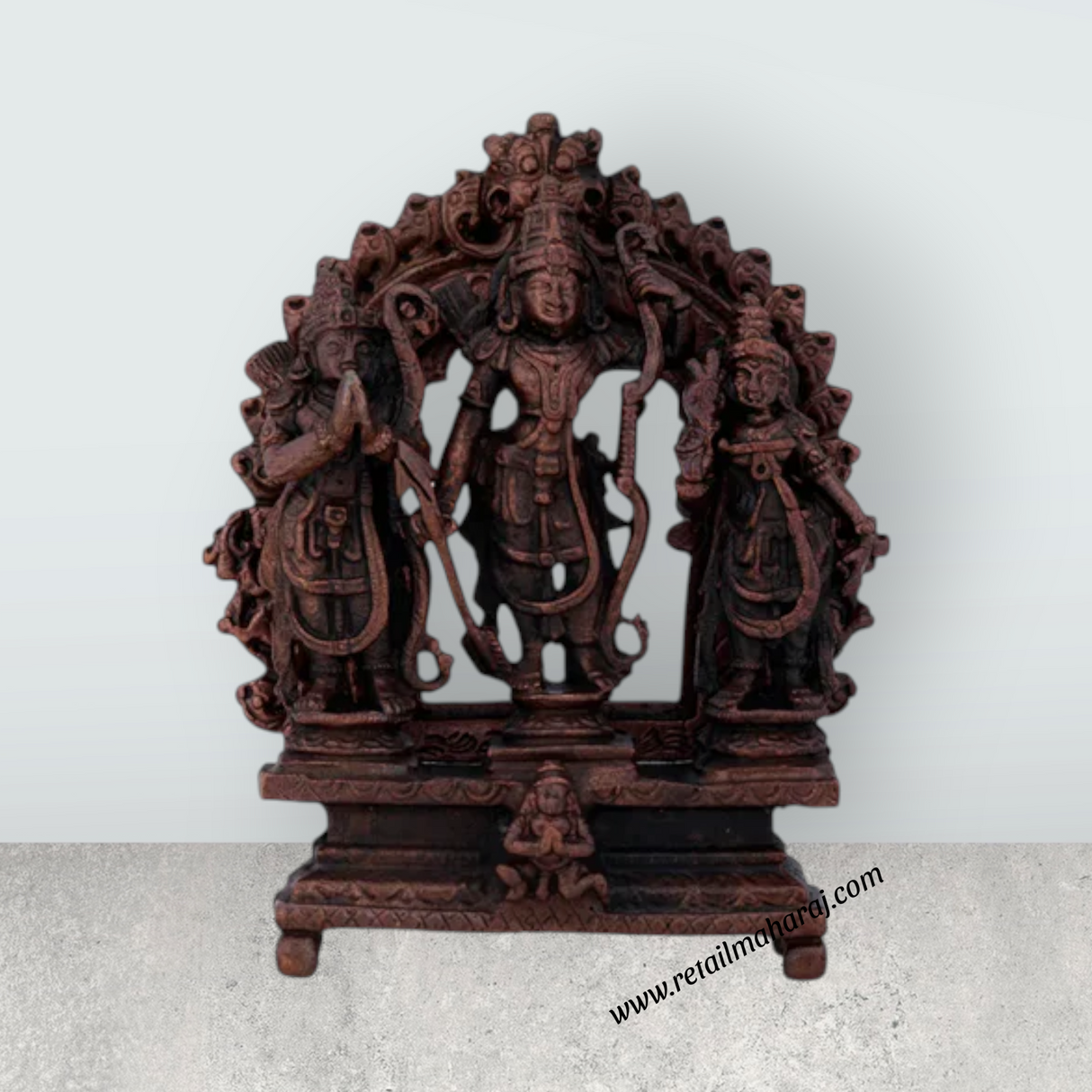 Ram Darbar Murti - 3 x 2.5 Inches | Copper Idol/ Shri Ram Darbar Murti Idol for Pooja/ 140 Gms Approx - Retail Maharaj