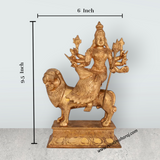Durga sitting on Lion Murti- 9.5 x 6 Inches | Panchloha Idol/ Durga statue/ Decor For Home & Pooja - Retail Maharaj