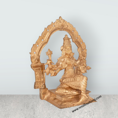 Varahi Amman Statue With Arch - 11.5 x 9.5 Inches | Panchaloha Idol/ Varahi Amman Idol With 8 Hands for Pooja - Retail Maharaj