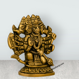 Panchmukhi Hanuman Murti - 2.5 X 2.5 Inches | Antique Brass Idol/ Sitting 5 Face Anjaneya Statue For Protection - Retail Maharaj