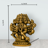 Panchmukhi Hanuman Murti - 2.5 X 2.5 Inches | Antique Brass Idol/ Sitting 5 Face Anjaneya Statue For Protection - Retail Maharaj