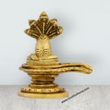 Shiv Ling Murti With Nagam - 3 x 2.5 Inches | Antique Brass Idol/ Shiva Lingam Statue for Pooja - Retail Maharaj