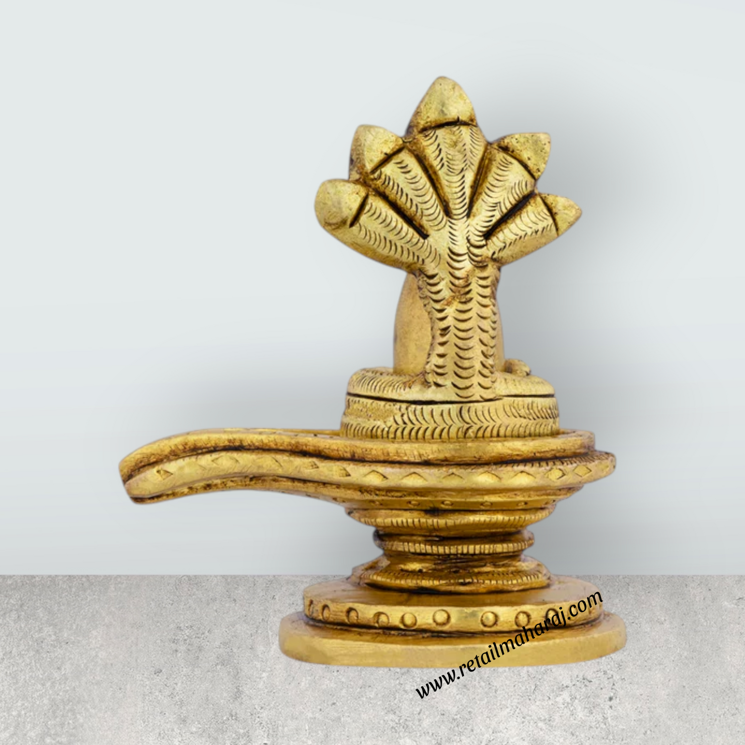 Shiv Ling Murti With Nagam - 3 x 2.5 Inches | Antique Brass Idol/ Shiva Lingam Statue for Pooja - Retail Maharaj