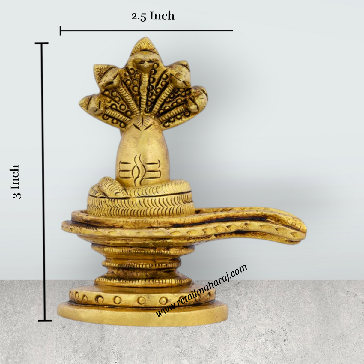 Shiv Ling Murti With Nagam - 3 x 2.5 Inches | Antique Brass Idol/ Shiva Lingam Statue for Pooja - Retail Maharaj