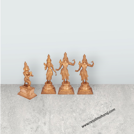 Ramar Murti Set - 18 x 8.5 Inches | Panchaloha Statue / Sita Ram Laxman Hanuman / Ram Darbar Idol for Pooja - Retail Maharaj