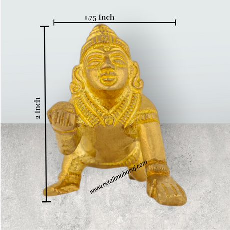 Crawling Krishna Murti - 2 x 1.75 inches | Brass Idol / Crawling Krishna Idol for Pooja - Retail Maharaj