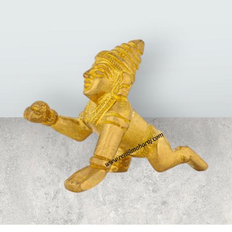 Crawling Krishna Murti - 2 x 1.75 inches | Brass Idol / Crawling Krishna Idol for Pooja - Retail Maharaj