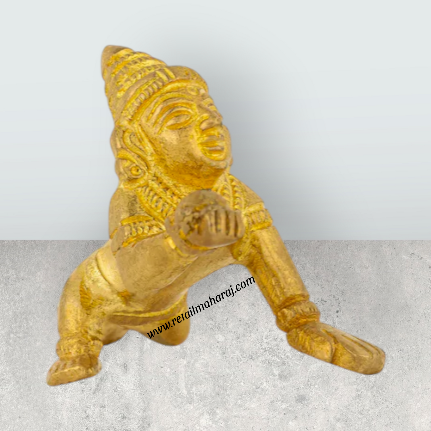 Crawling Krishna Murti - 2 x 1.75 inches | Brass Idol / Crawling Krishna Idol for Pooja - Retail Maharaj