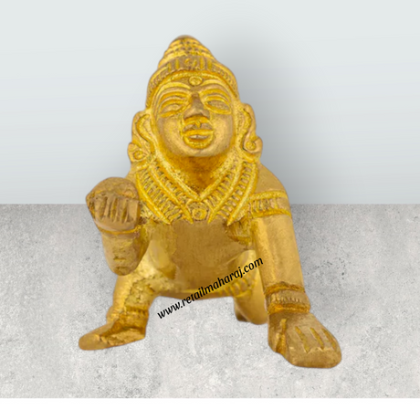 Crawling Krishna Murti - 2 x 1.75 inches | Brass Idol / Crawling Krishna Idol for Pooja - Retail Maharaj