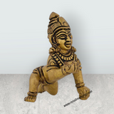 Crawling Krishna Murti – 2 X 2.5 Inches Antique Brass Idol Laddu Gopal Murti Krishna Idol For Blessings - Retail Maharaj