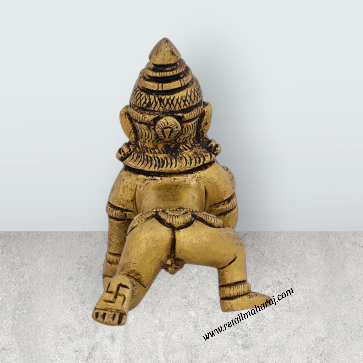 Crawling Krishna Murti – 2 X 2.5 Inches Antique Brass Idol Laddu Gopal Murti Krishna Idol For Blessings - Retail Maharaj