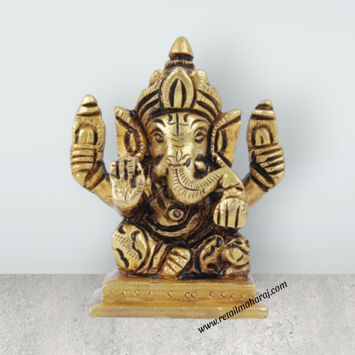 Ganesh Murti - Square - 1.5 Inches | Antique Statue / Vinayagar Statue/ Ganesha Idol for Pooja - Retail Maharaj