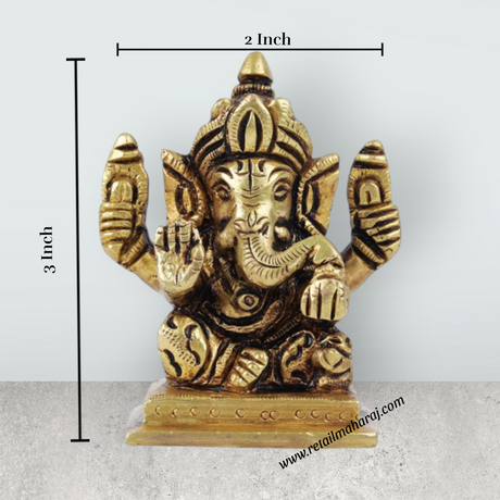 Ganesh Murti - Square - 1.5 Inches | Antique Statue / Vinayagar Statue/ Ganesha Idol for Pooja - Retail Maharaj