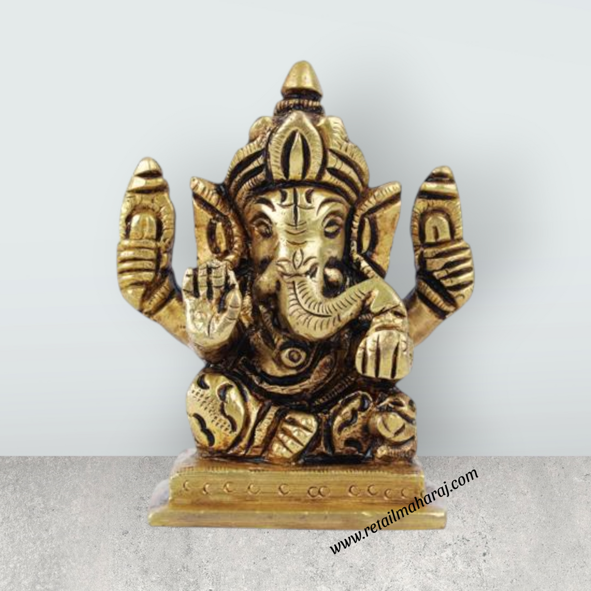 Ganesh Murti - Square - 1.5 Inches | Antique Statue / Vinayagar Statue/ Ganesha Idol for Pooja - Retail Maharaj