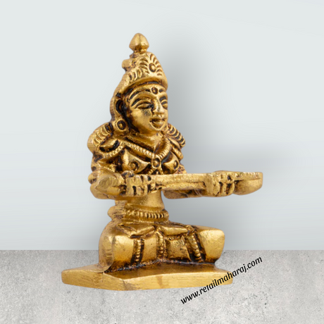 Brass Annapuran Devi Murti - 2.5 Inches | Brass Idol/ Annapoorani Idol/ Annapurna Idol for Pooja - Retail Maharaj