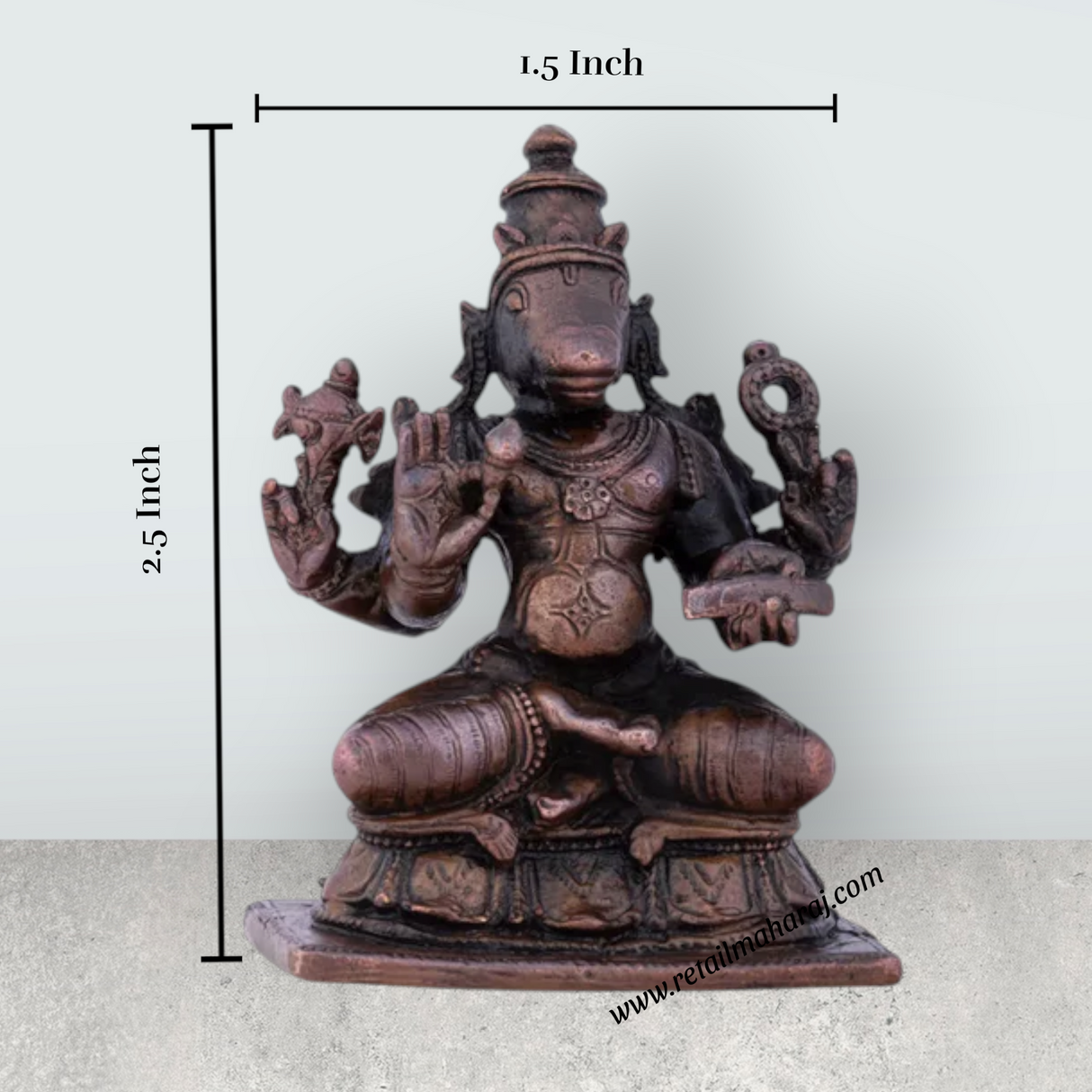 Hayagreeva Idol - 2.5 x 1.5 Inches | Copper Idol/ Hayagriva Idol for Pooja/ 200 Gms Approx - Retail Maharaj