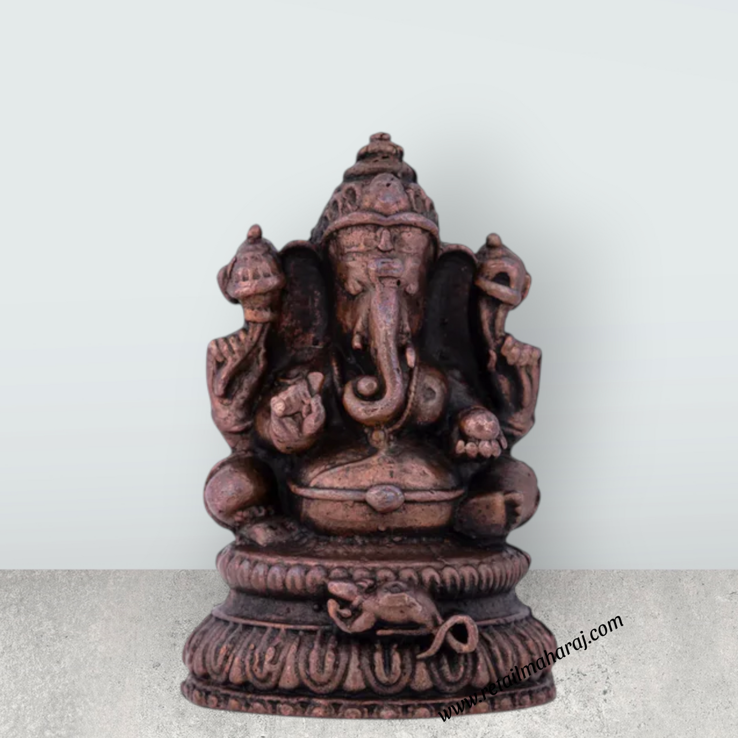Ganesha Murti Statue - 2.5 x 1.5 Inches | Copper Idol/ Vinayaka Idol for Pooja/ 100 Gms Approx - Retail Maharaj