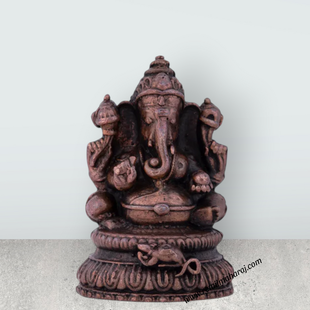 Ganesha Murti Statue - 2.5 x 1.5 Inches | Copper Idol/ Vinayaka Idol for Pooja/ 100 Gms Approx - Retail Maharaj