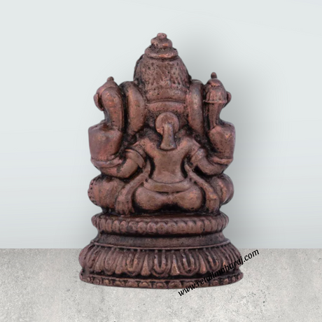 Ganesha Murti Statue - 2.5 x 1.5 Inches | Copper Idol/ Vinayaka Idol for Pooja/ 100 Gms Approx - Retail Maharaj