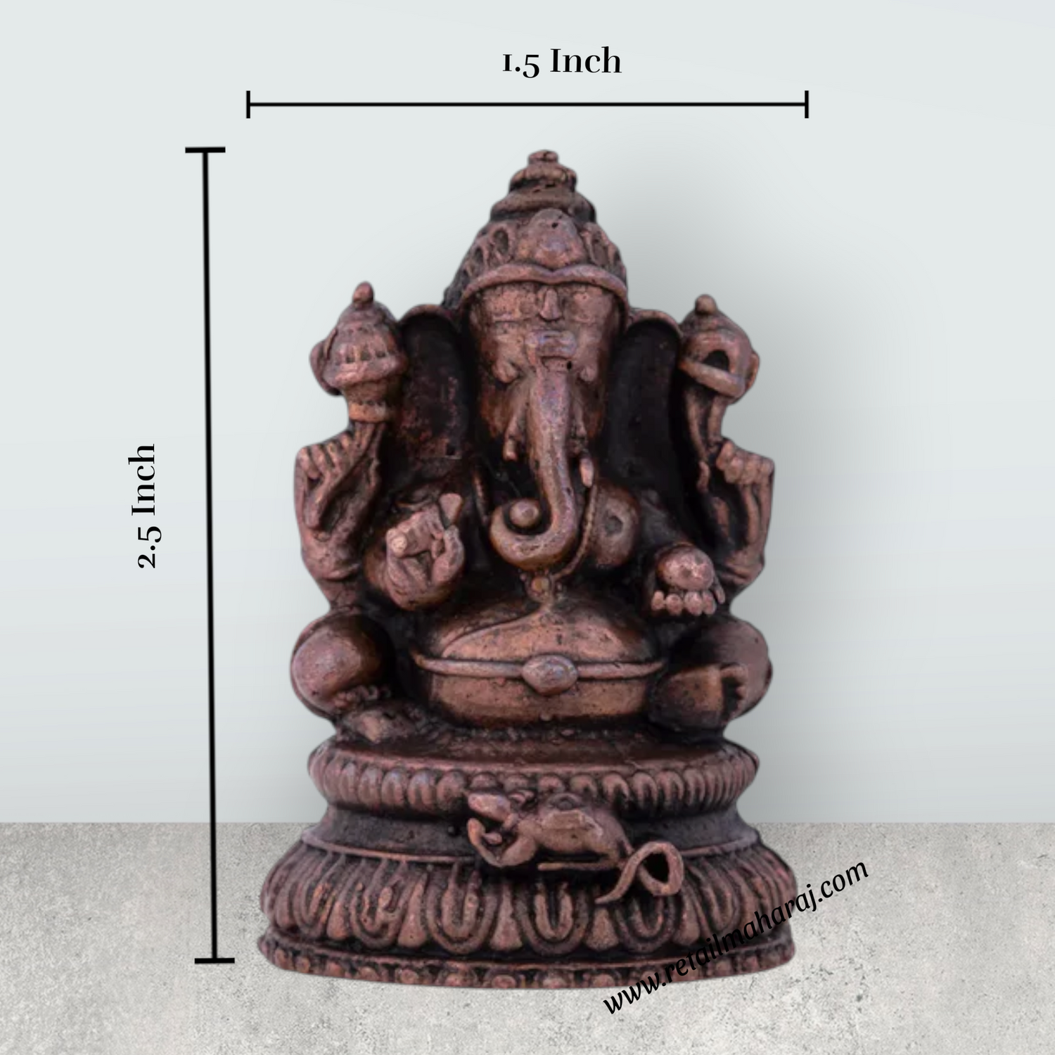 Ganesha Murti Statue - 2.5 x 1.5 Inches | Copper Idol/ Vinayaka Idol for Pooja/ 100 Gms Approx - Retail Maharaj