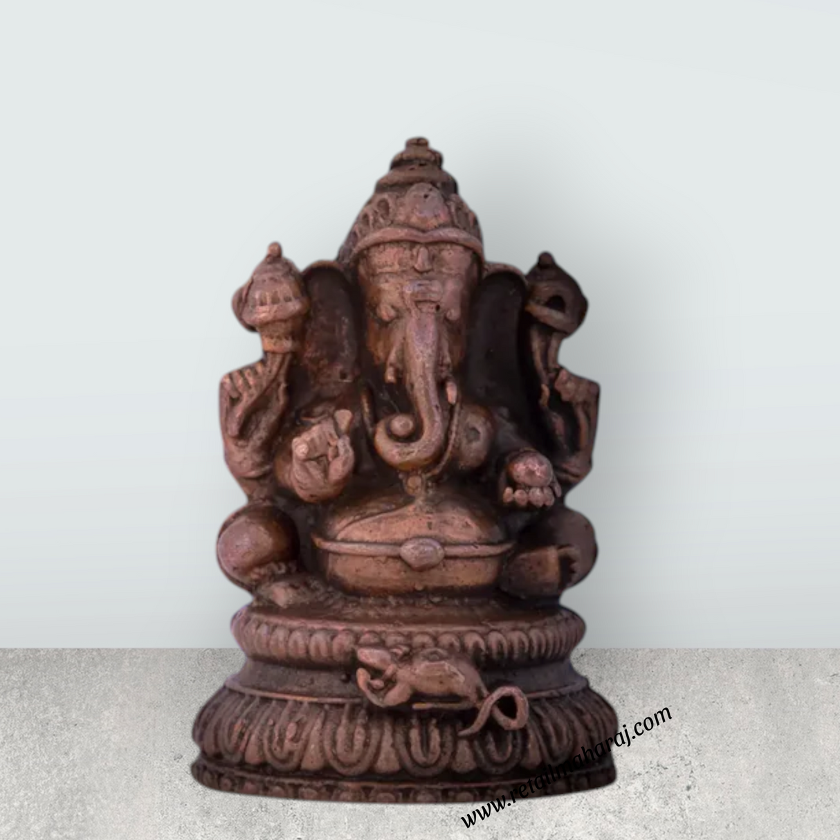 Ganesha Murti Statue - 2.5 x 1.5 Inches | Copper Idol/ Vinayaka Idol for Pooja/ 100 Gms Approx - Retail Maharaj