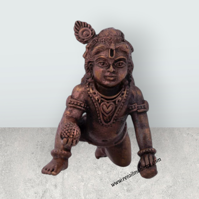 Crawling Krishna Idol – Copper Idol Krishnan Statue for Pooja - Retail Maharaj
