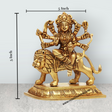 Durga Idol With 8 Hands Sitting On Lion - 5 x 5 Inches | Antique Brass Idol/ Durga Murti for Pooja - Retail Maharaj