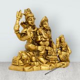 Shiv Family Murti - 3 x 3.25 Inches | Antique Brass Idol/ Sitting Shiva Family Statue for Pooja/ 320 Gms Approx - Retail Maharaj