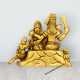 Shiv Family Murti - 3 x 3.25 Inches | Antique Brass Idol/ Sitting Shiva Family Statue for Pooja/ 320 Gms Approx - Retail Maharaj