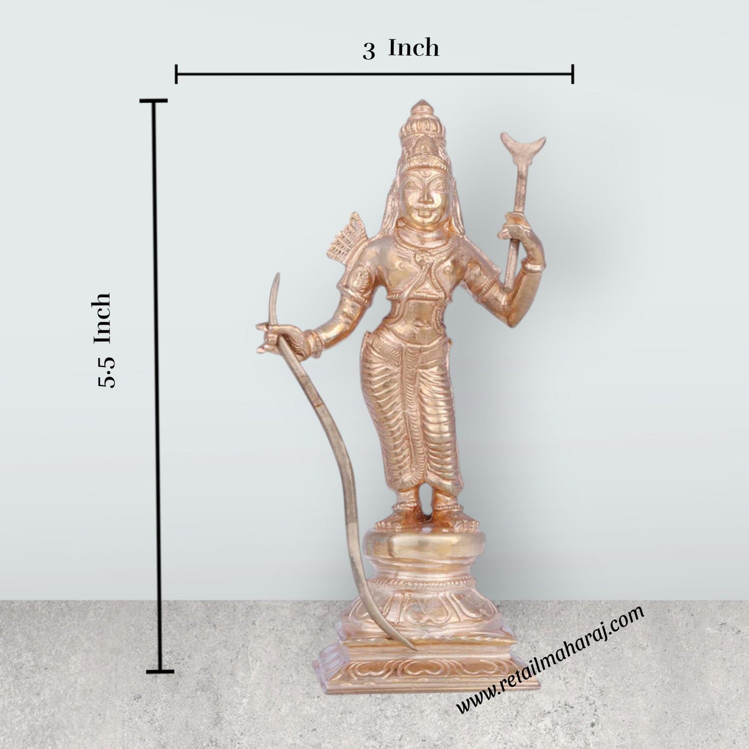 Lakshmana Idol - 5.5 x 3 Inches | Panchaloha Statue/ Standing Lakshmana Murti for Pooja/ 320 Gms Approx - Retail Maharaj