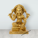 Lakshmi Idol Sitting On Chowki - 4.5 x 3.75 Inches | Antique Brass Idol/ Laxmi Idol for Pooja/ 935 Gms Approx