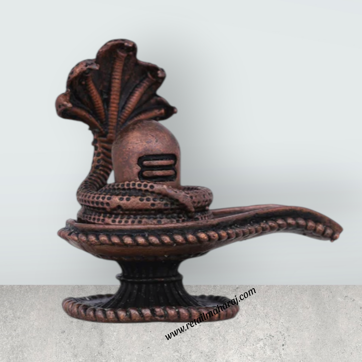 Shiv Ling Murti With Nag - 1.5 x 2 Inches | Copper Idol/ Antique Polish Shiva Lingam Statue for Pooja