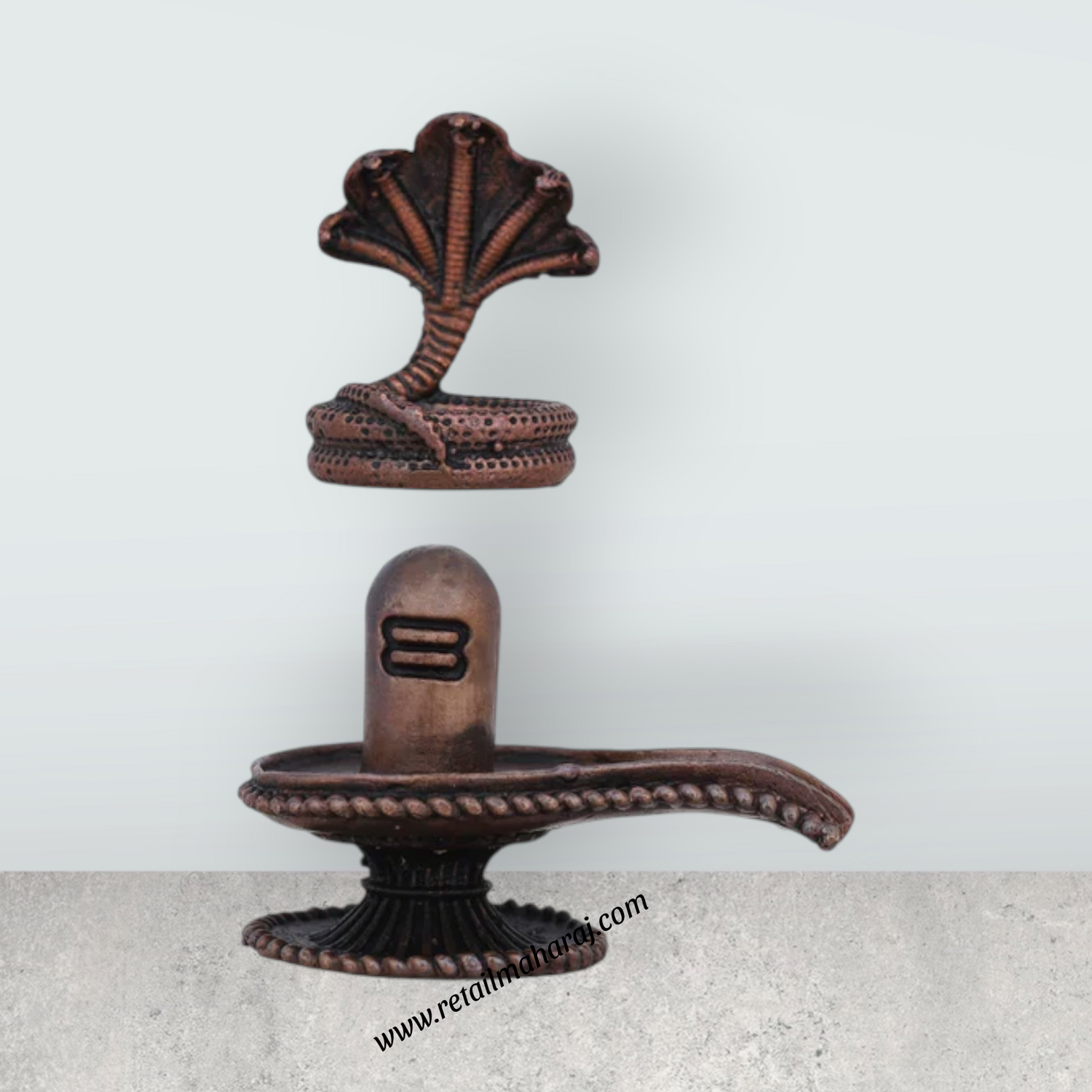 Shiv Ling Murti With Nag - 1.5 x 2 Inches | Copper Idol/ Antique Polish Shiva Lingam Statue for Pooja