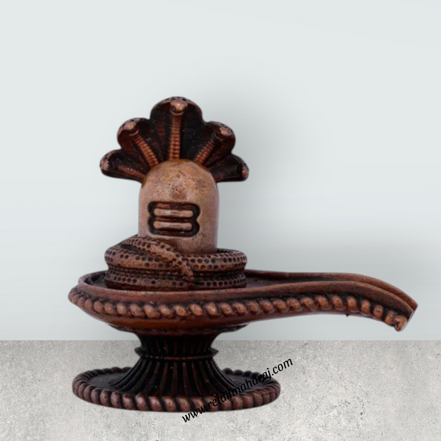 Shivling Nag Statue - 2.3 x 2.5 Inches | Copper Idol/ Shivling with Sheshnag for Pooja/ 128 Gms Approx - Retail Maharaj