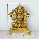 Lakshmi Idol Sitting On Chowki - 6 x 4 Inches | Laxmi Idol/ Antique Brass Idol/ Laxmi Murti for Pooja - Retail Maharaj