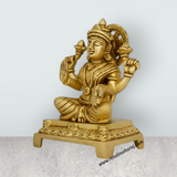 Lakshmi Idol Sitting On Chowki - 6 x 4 Inches | Laxmi Idol/ Antique Brass Idol/ Laxmi Murti for Pooja - Retail Maharaj