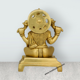 Lakshmi Idol Sitting On Chowki - 6 x 4 Inches | Laxmi Idol/ Antique Brass Idol/ Laxmi Murti for Pooja - Retail Maharaj