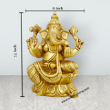 Ganesh Murti - 7.5 x 6 Inches | Antique Brass Idol/ Vinayaka Statue/ Ganpati Idol for Pooja/ 2.200 Kgs Approx - Retail Maharaj