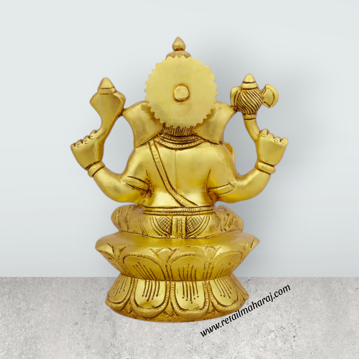 Ganesh Murti - 7.5 x 6 Inches | Antique Brass Idol/ Vinayaka Statue/ Ganpati Idol for Pooja/ 2.200 Kgs Approx - Retail Maharaj