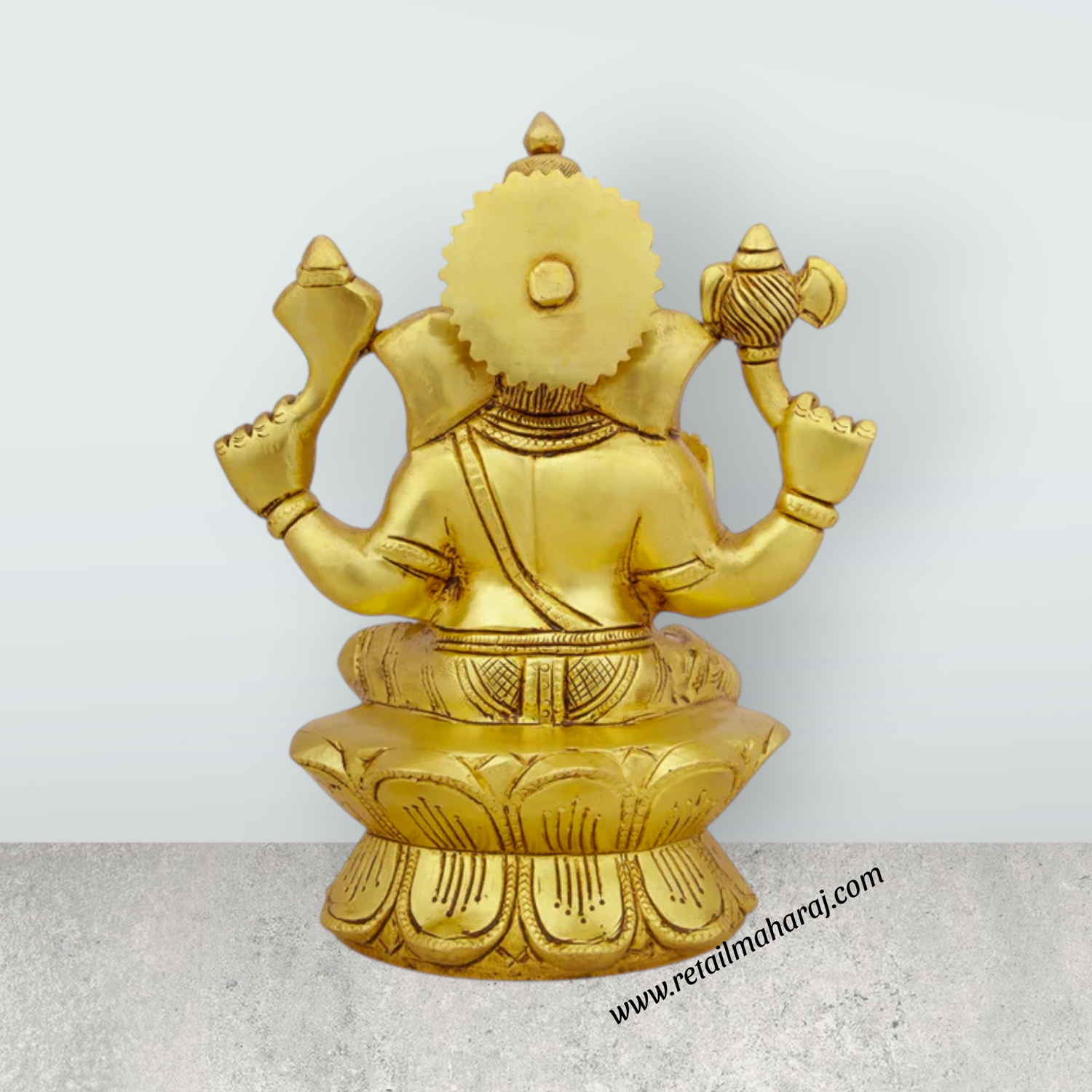 Ganesh Murti - 7.5 x 6 Inches | Antique Brass Idol/ Vinayaka Statue/ Ganpati Idol for Pooja/ 2.200 Kgs Approx - Retail Maharaj